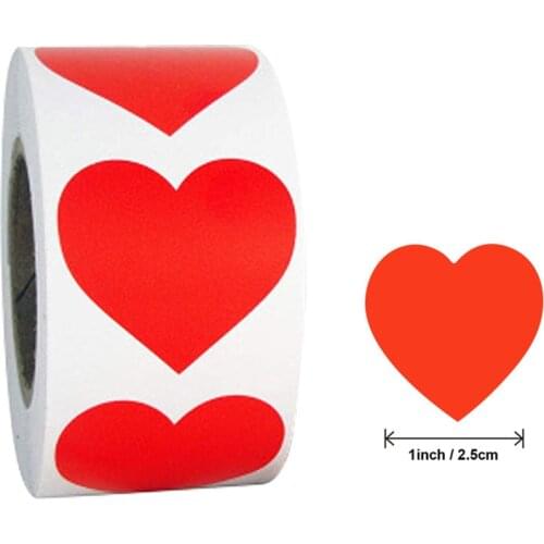 Chroma Heart shape Color Stickers Seal Labels 100-500pcs scrapbooking Valentines Day wedding decoration stationery stickers