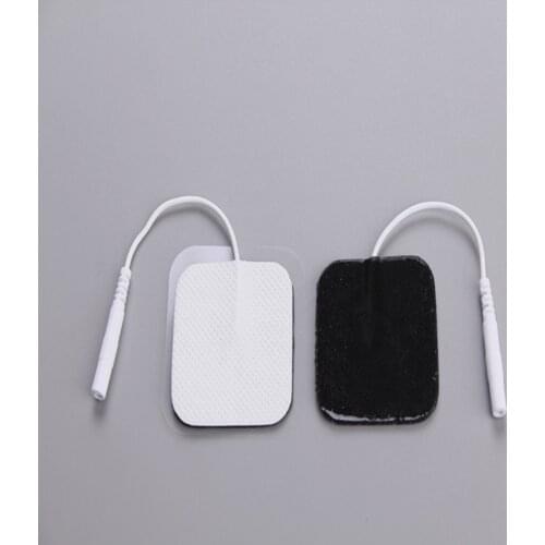 Freeshipping 100pcs/lot Tens Machine Electrode Pads with cable for full body massager pulse therapy machine pad 4*4cm