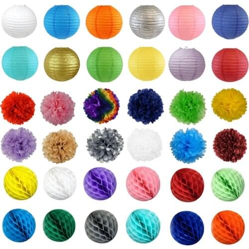 4/6/8/10/12 Inch Chinese Paper Lantern Paper Pom Poms Honeycomb Balls Birthday Wedding Decor Gift Craft DIY Baby shower Supplies