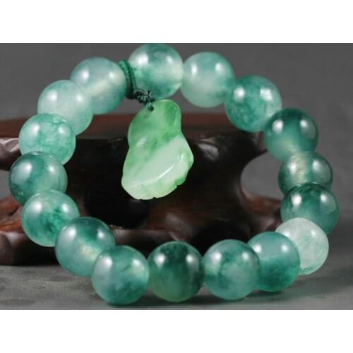 Beautiful China jade Chinese green jade buddha Kwan-yin deaign chain bracelet
