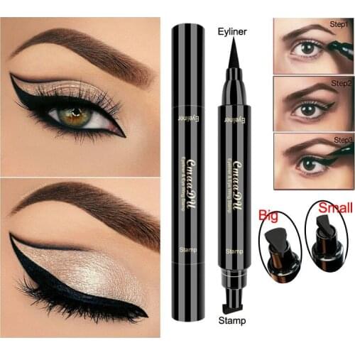 Make Up Balck Eyeliner Stamp Quick-drying Long-lasting Double-Headed Eyeliner Pen Waterproof Smooth Easy-to-use