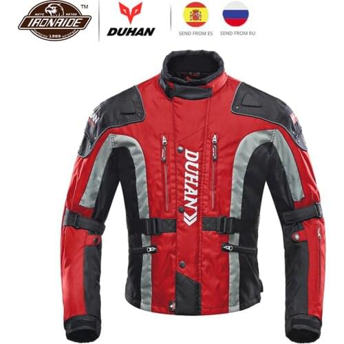 DUHAN Motorcycle Jacket Men Motocross Jacket Windproof Autumn Winter Cotton Lined Motorbike Moto Jacket Protective Gear