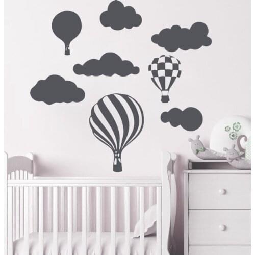 Hot Air Balloon Wall Sticker Baby Bedroom Decor Vinyl Nursery Decoration Balloon With Clounds Art Murals Poster Decals HY2015