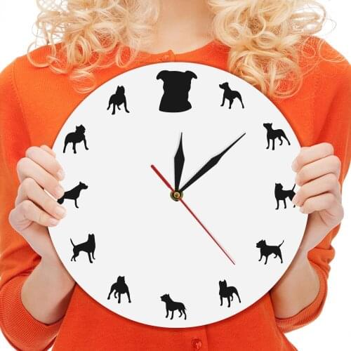 Bulldog Silhouette Wall Clock Personalized Animals Iconic Wall Clock Pitbull Lovers Gift Wall Watch Puppy Athletes Clock