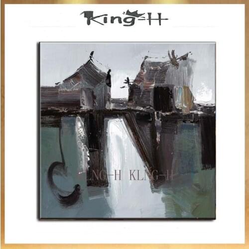 New original modern knife hand painting canvas painting building night scenery painting image wall wall construction decorative