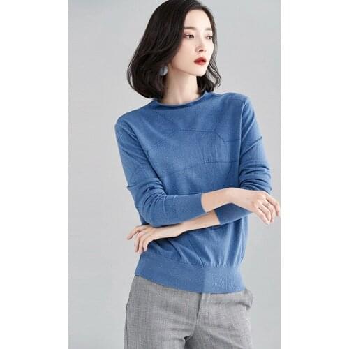 Autumn Winter Pullover New Slim Solid Color Casual Fashion Sweater Women Round Collar Long Sleeve Elegant Sweaters Clothes H9380