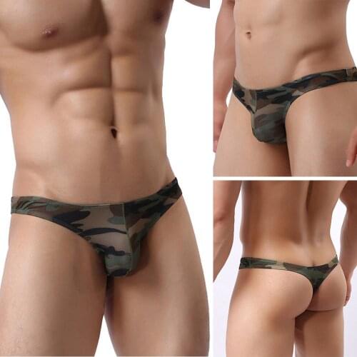 Sexy Men Camouflage Underwear Briefs Male Lingerie Underpant Boxer Thongs Bikini Men T-Tack Thong G String Homme Jockstrap Mens