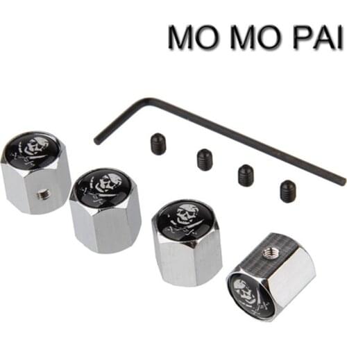 Theftproof Stainless Steel 4PCS Car Wheel Tire Valves Stem Air SKULL-A FIT FOR VW BMW AUDI TOYOTA