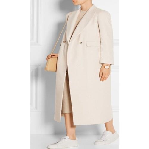 2021 New Autumn Winter European And American Simple Long Loose Double-breasted Cashmere Coat Solid Color Womens Long Coat