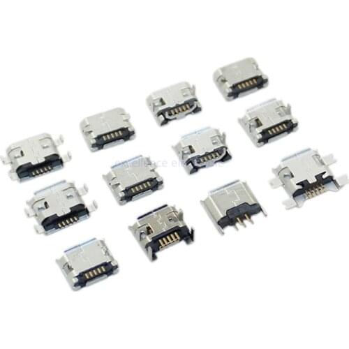 10pcs/lot Micro USB 5 Pin SMT Socket Connector Type B Female Placement SMD DIP USB Charging Connectors