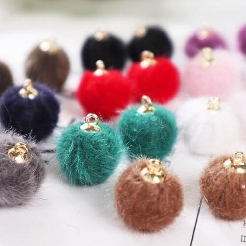 50Pcs 16mm Imitation Mink Hair Plush Balls DIY Craft Supplies Earring Pendant Jewelry Hair Accessories Pompoms Ornament Material