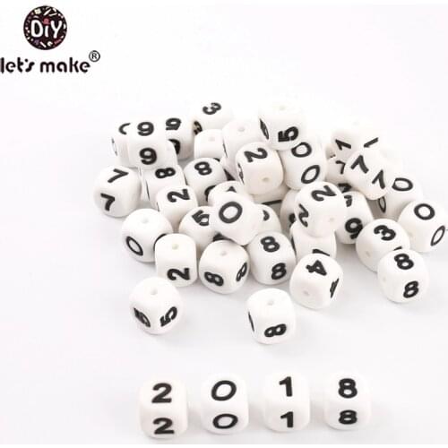 Lets make 20pc digital beads Food Grade Silicone Beads in 10 numbers BPA Free Silicone Teething Necklace Jewelry Beads
