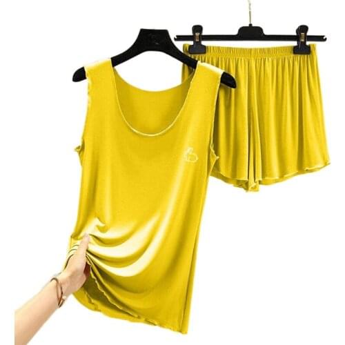 2011d-11Women Pajamas SuitsLoose Sling Shorts For Lady Sets Sleepwear Summer Loose Casual Nightgown Solid Color Female Homewear