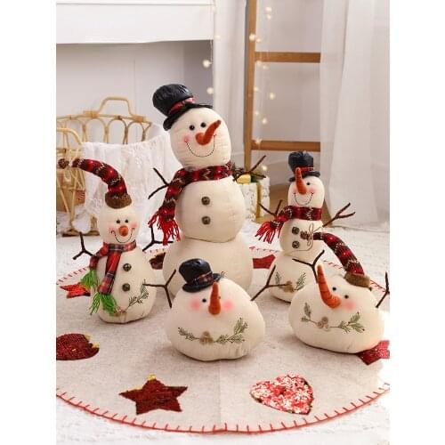 2021 Christmas white snowman doll with hooded scarf fat snowman decoration shopping mall window atmosphere decoration decoration