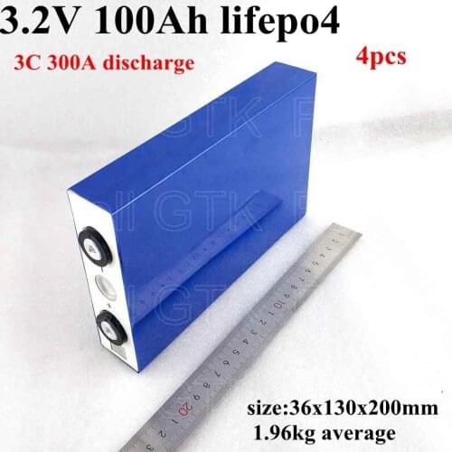 4pcs high capacity Lifepo4 3.2V 100Ah 3C discharge rate for 12V 24V EV solar panel Home invert energy storage battery pack diy