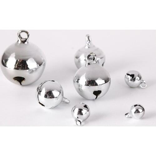 6-20mm Silver Color Metal Jingle Bells Pendants Hanging Christmas Ornaments Christmas Decorations Party DIY Jewelry Accessories