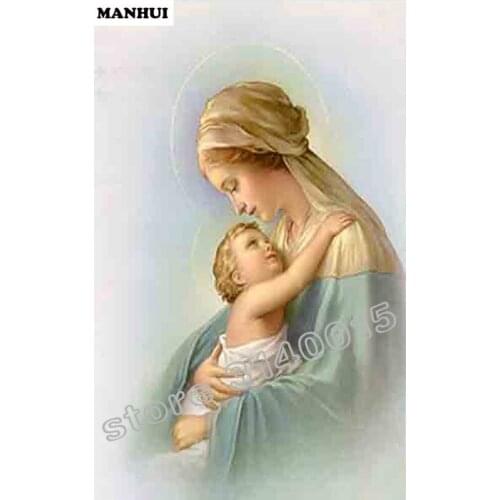 Diamond Painting Religious Spuare Rhinestone Decorative Paintings Diamond Embroidery Mosaic Cross Stitch Mother and son BEF191
