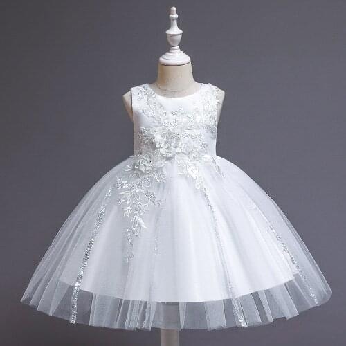 White Lace Tutu Flower Girl Dresses Sheer Short Sleeveless Kids Birthday Communion Dress 2021Summer Party Gowns