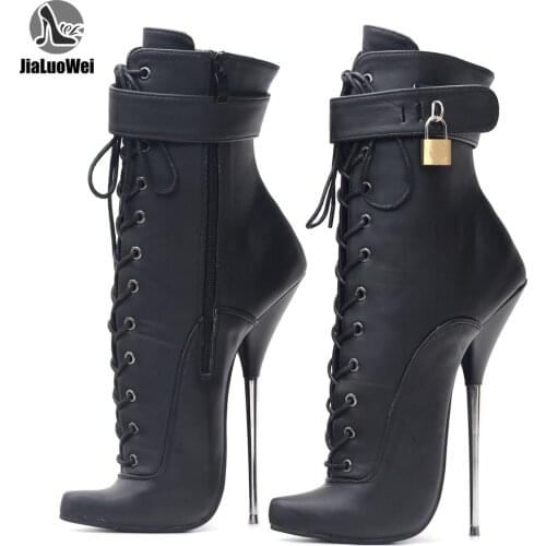 Sexy Ankle Boots 7" Super High Heel Pointed toe Ballet Style Lace up Lockable Straps Boots