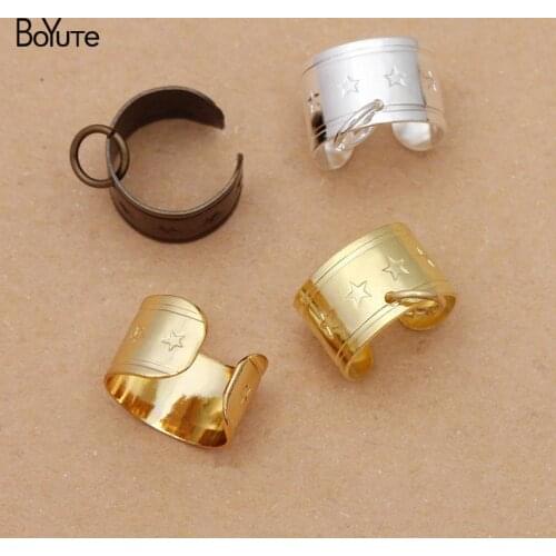 BoYuTe (100 Pieces/Lot) 10*7MM Metal Brass Star Carved Ear Cuff with Loop Diy Jewelry Materials for Cuff Earrings Making