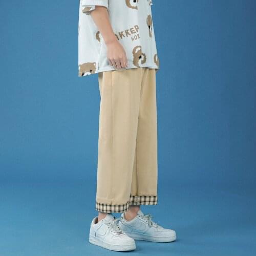 Summer 2021 Casual Pants Men Solid Straight Pant Men Loose Ankle-Length Pants Man