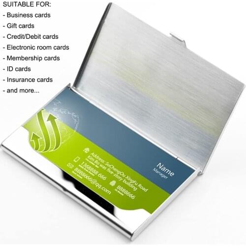 Business Card Cases 4 Pack Business Card Holders, Stainless Steel Storage Holders Pocket Cases for ID Cards Credit Cards