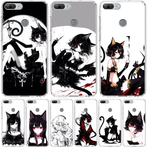 Loli Gothic Cat Phone Case for Huawei Honor 10 9 Lite Y9 Y5 Y6 Y7 2019 8X 8A 8S 7A 7X 10i 20i Pro V30 Art Coque Capa