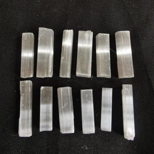 12pcs Natural Selenite Crystal Stick Chips Gypsum White Quartz Rough Minerals Specimen Point Healing Stone 10-20mm