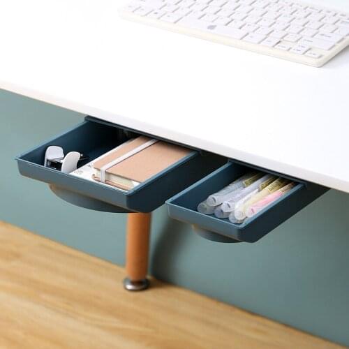 Home Creative Office Stationery Storage Box Drawer Storage Box Under the Desk Punch-free Makeup Brush Finishing Box