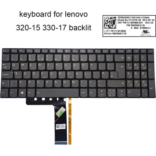 UK backlight Keyboard For Lenovo IdeaPad 320 15 320-15IKB 15AST 15ISK 320-17IKB PC5CPB-US SN20M63136 GB laptop Keyboards New
