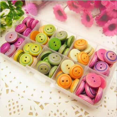 YJHSMY 5 Style Color 50pcs/Lot 15mm Smiley Coconut buttons wholesale Childrens clothes accessories handmade art,WLF6