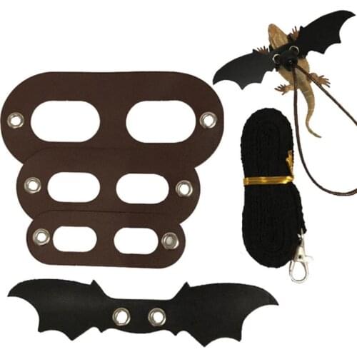 Lizard Traction Rope Reptile Bearded Dragon Harness Leather Leash with Wing