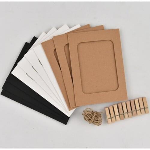 Creative Hanging Wallpaper Photo Frame Vintage Kraft Paper DIY DecorativeHanging Card Wall To Send Hemp Rope Small Wooden