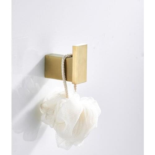 FRUNNSHY Robe Hooks Copper Brass Clothes Coat Hanger Towel Rack Rustproof Screwed Wall Mounted Brush Gold Color WB5001