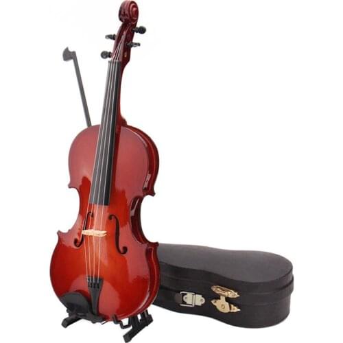 Mini Violin Model Miniature Classical Violin Replica Decoration Display Mini Musical Instrument Ornaments with Stand Case