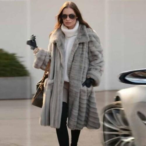 Fashion Winter Real Mink Fur Coat Long High Quality Whole Skin Genuine Mink Fur Coat Outwear 2021 New Natural Fur Overcoat Woman