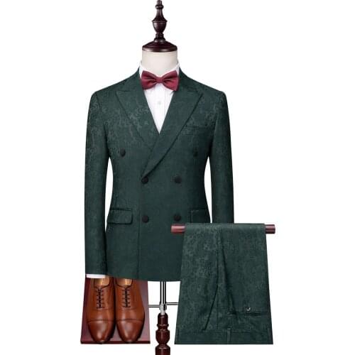 3piece double-breasted suit men 2021 luxury brand mens suit suit high-quality tuxedo flower print mens suit prom stage costume