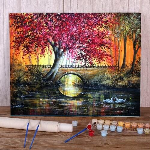 Natural Scenery Valentine Bridge DIY Painting By Numbers Kit Acrylic Paints 40*50 Picture By Numbers Photo Drawing