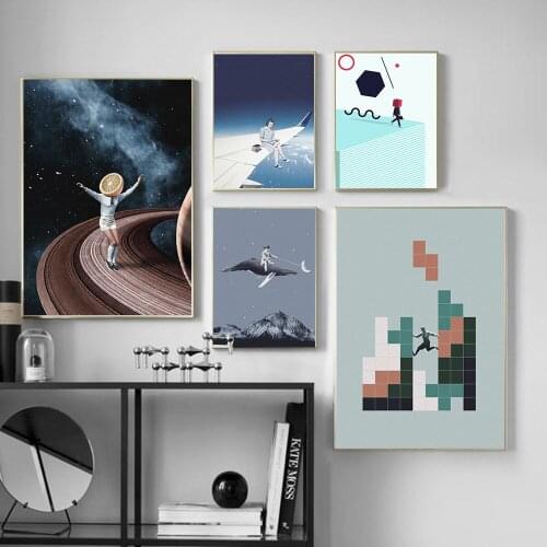 Wall Art Picture Posters Prints for Living Room Home Decor Unframe Abstract Sky Whale Graphic Canvas Painting Scandinavia Styles