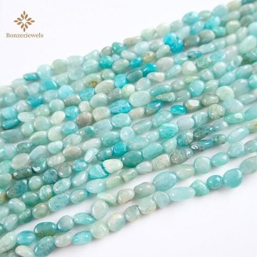 Gem 6-8mm Natural Russian Amazonite Crystal Irregular Loose Nuggets Stones Beads For Jewelry Making Bracelet Necklace 15inches
