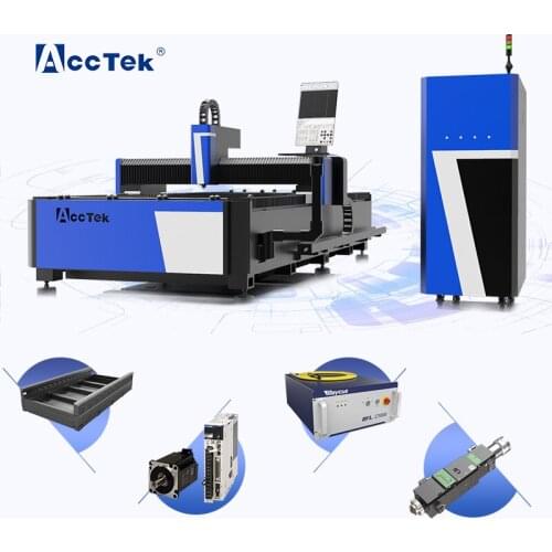 New Design Jinan AccTek 1500*3000mm Fiber Laser Cutting Machine Raycus 1000w Laser Source for Stainless Steel Sheet Mild Plate