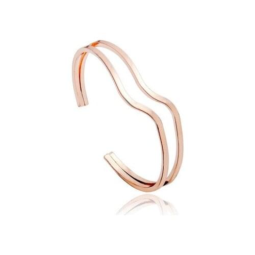 New fashion Simple wavy glossy double-layer adjustable bangle For Women girl Accessories jewelry wholesale