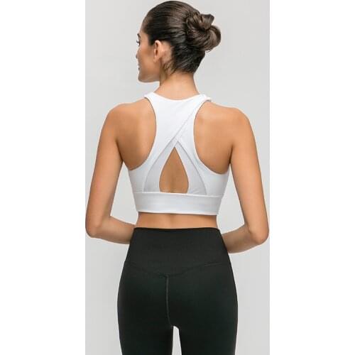 NWT 2021 High-neck Push Up Gym Workout Bras Women High Impact Soft Nylon Dance Yoga Sports Bras Top Athletic Tank Top