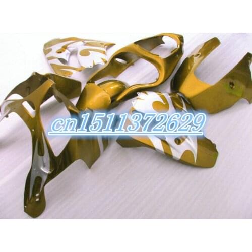 Dor-Fairing For Kawasaki 2002 2003 ZX 900 zx9r Ninja ZX 9R gold white ZX 9R 02 03 Ninja ZX9 R 2002-2003 ABS Plastic