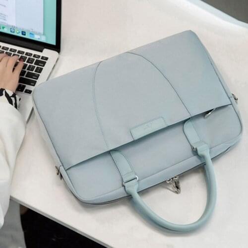 Solid Briefcase 13 14 15 Laptop Bag Case For Macbook Air Pro Document Sleeve Notebook Bag Business Women Shoulder Handbag X131C