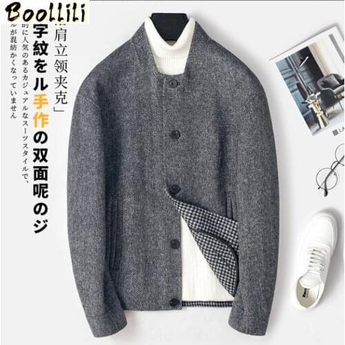 Boollili Wool Coat Men Clothes 2020 Korean Short Wool Jacket Double Face Coat Men Overcoat Casaco Masculino