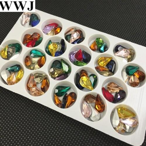 All Rest Colors Size 5x8,6x1,8x13mm 3D Bling Nail jewelrys mini glass crystals Teardrop fancy stone pointed back Droplet Beads