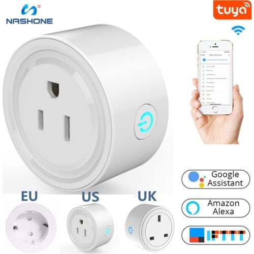 Tuya WIFI Round Smart Socket Wireless Voice Remote Control Timing Intelligent Plug APP Control Works With Alexa Google Home