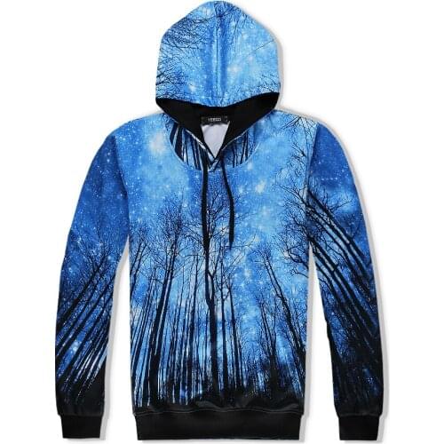 Unisex Casual Forest Print Loose Hoodies Mens Sweatshirts With Cap Neutral Womens Sweatshirt with Hat Spring Autumn Clothing