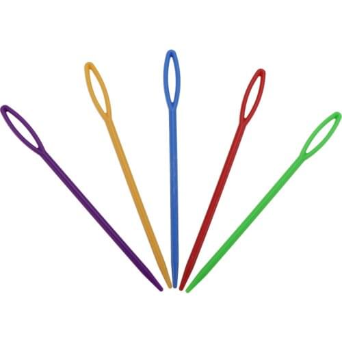 Random Color Plastic Knitting Needles Hand Sewing Crochet Hook Large Eye Stitchery Needles Darning DIY Supply 10 PCS